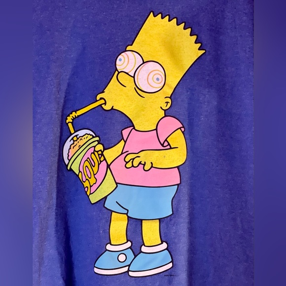 Bart Simpson Slurpee Drink Hypno eyes T Shirt Size Medium EUC - Picture 2 of 4